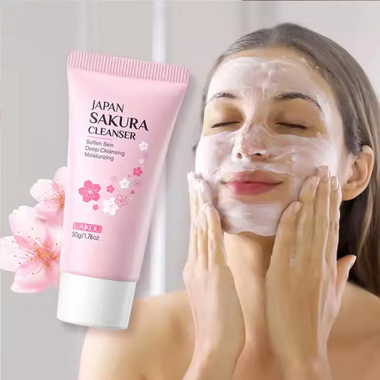 Sakura Facial Cleanser Foam – Nettoyant Visage Anti-Acné, Hydratant & Raffermissant (50 g)
